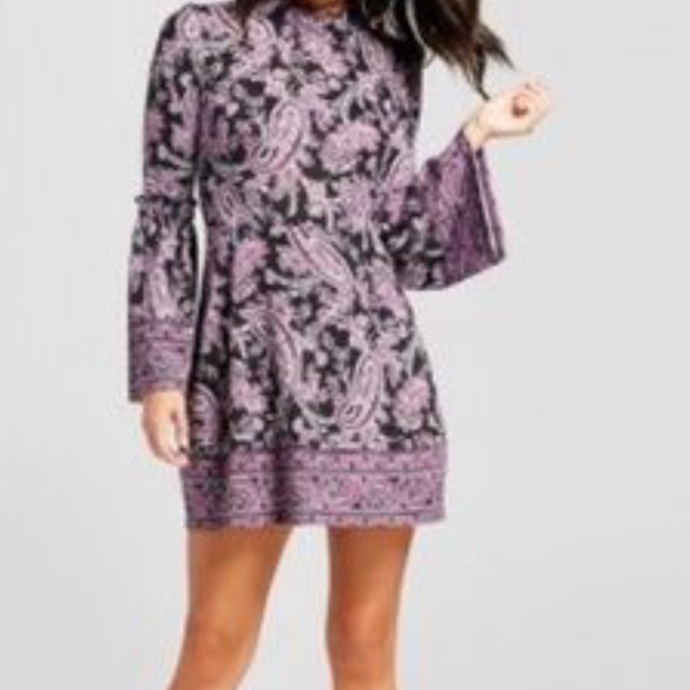 Purple💜paisley flared sleeve fit and flare dress